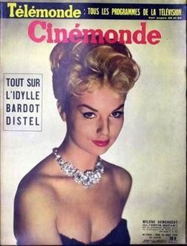 Cinemonde N° 1255 Du 28/08/1958 - Tout Sur L'idylle Bardot Distel. Mylene Demongeot Dans - Cette Nuit-La -