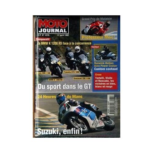 Moto Journal N° 1275 Du 17/04/1997 - Grand Prix De Malaisie - Comparatif  -   La Bmwk 1200 Rs Face A La Concurence  -   Honda Cbr 1100  -  Bmw K 1200 Rs  -   Kawasaki Zzr 1100  -   Yamaha Gts 1000 - 24 Heures Du Mans  -   Enfin Suzuki - Cross  -  ...
