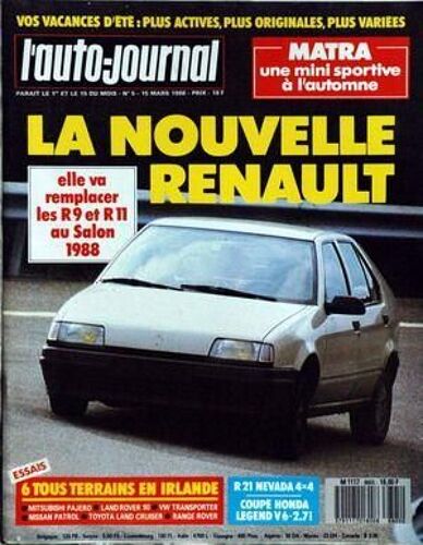Auto Journal (L') N° 5 Du 15/03/1988 - Matra - La Nouvelle Renault - 6 Tous Terrains En Irlande - R21 Nevada 4x4 - Coupe Honda Legend V6-2.7i.