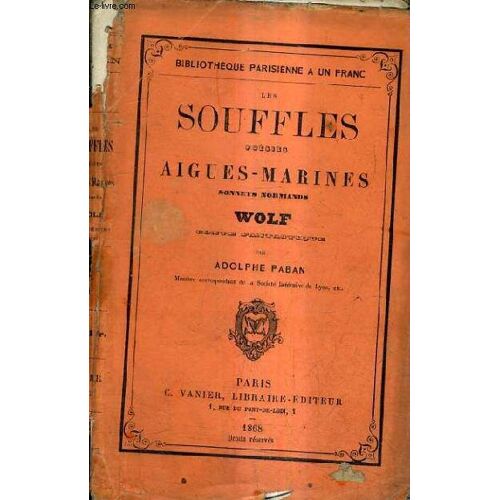 Les Souffles Poesies Aigues Marines Sonnets Normands Wolf Conte Fantastique.