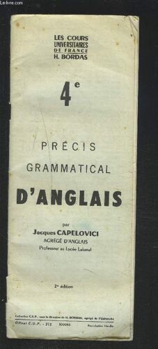 Precis Grammatical D'anglais - 4°.