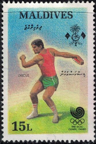 Maldives 1989 Oblitéré Used Jeux Olympiques Séoul Discus Throw Lancer Du Disque Su