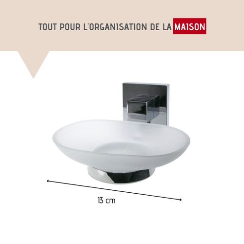 Fackelmann 86748 porte savon, porte savon salle de bain, porte savon douche, accessoire de salle de bain, zinc, chromé, 13 cm