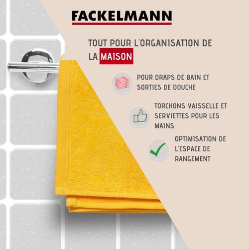 Fackelmann 86767 porte serviette salle de bain, porte serviette, porte serviette murale, seche serviette, support serviette salle de bain, accessoires salle de bain, Zinc, Chromé, 50 x 6 x 10,5 cm