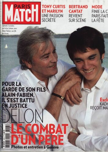 Paris Match / 07-10-2010 N°3203 : Alain & Fabien Delon (10p) Tony Curtis (8p) Bertrand Cantat (4p)