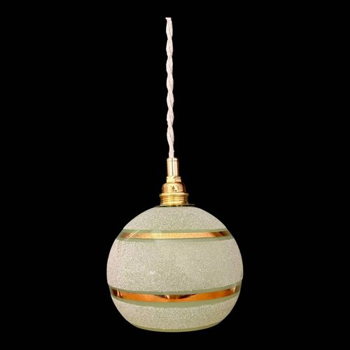 Suspension Globe Vintage En Verre Granit Vert Et Dor Vert