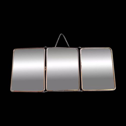 Miroir de barbier triptyque bleu
