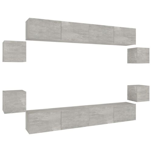 vidaXL Ensemble de meubles TV 8 pcs Gris béton Bois d'ingénierie