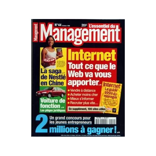Management N° 44 Du 01/10/1998 - L'essentiel Du Management Internet  -   Tout Ce Que Le Web Va Vous Apporter - La Saga De Nestle En Chine - Voiture De Fonction  -   Les Pieges Juridiques