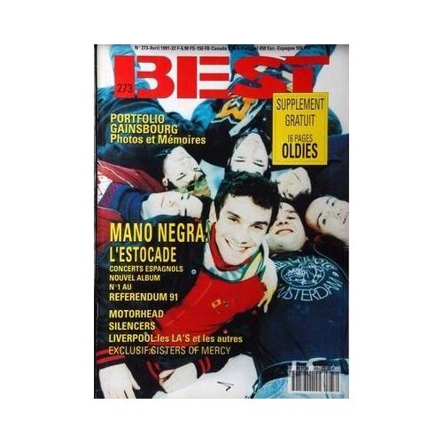 Best N° 273 Du 01/04/1991 - Pale Saints - Riff Raff  -   Extreme - Mano Negra - B.D  -   Riff Reb - Liverpool - La's - Motorhead - Silencers - Blind Taste  -   Dave Stewart - Sisters Of Mercy - Back To Compact - Raggamuffin.