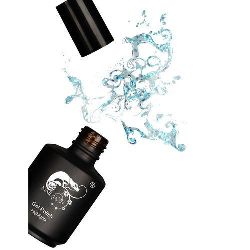 Nail Eon -  Tiki Blue - Vernis Gel - Semi Permanent Pailleté Highlights - French Manucure 