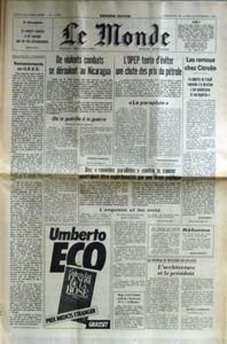 Monde (Le) N° 11785 Du 19/12/1982 - A Jerusalem  -   Le Congres Sioniste A Ete Marque Par De Vifs Affrontements - Remaniements En U.R.S.S. - De Violents Combats Se Deroulent Au Nicaragua - L'opep Tente D'eviter Une Chute Des Prix Du Petrole - Les ...