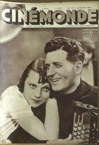 Cinemonde N° 141 Du 02/07/1931 - Albert Prejean Et Annabella.