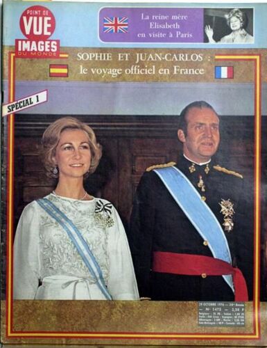 Point De Vue Images Du Monde N° 1475 Du 29/10/1976 - La Reine Mere Elisabeth En Visite A Paris. Sophie Et Juan-Carlos Voyage En France
