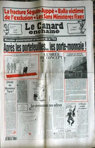 Canard Enchaine (Le) N° 3889 Du 10/05/1995 - La Fracture Seguin- Juppe - Balladur Vctime De L'exclusion - Les Sans Ministeres Fixes - A L'ouvea Comme J'te Pousse.