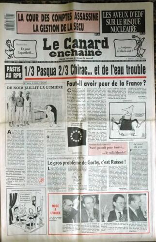 Canard Enchaine (Le) N° 3616 Du 14/02/1990 - La Cour Descomptes Assassine La Gestion De La Secu - Les Aveux D'edf Sur Le Risque Nucleaire - Mandela Libre - Pasqua - Chirac.