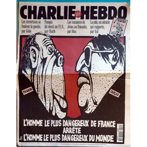 Charlie Hebdo N° 112 Du 17/08/1994 - Les Terroristes Se Fendent La Gueulent Par Gebe - Pasqua Dit Merci Au F.I.S. Par Charb - Les Vacances De Jesus Au Rwanda Par Riss - Le Sida Par Val - Carlos - Pasqua.