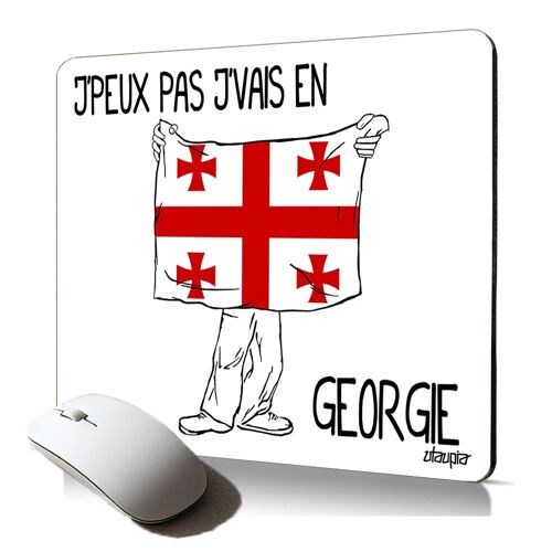 tapis de souris souple j'peux pas j'vais en Georgie drapeau georgien mousepad antidérapant cadeau durable
