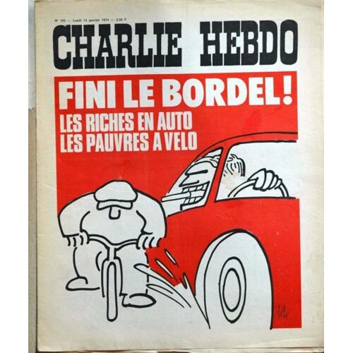 Charlie Hebdo N° 165 Du 14/01/1974 - Fini Le Bordel  -   Les Riches En Auto   -   Les Pauvres En Velo  -   Gebe.