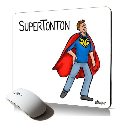 tapis de souris souple super tonton humour mousepad antiderapant oncle dessin heros cadeau drole et original