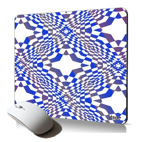 tapis de souris souple illusion d'optique flexible bleu cadeau d'anniversaire homme losange geometrie effet mirage pc fixe