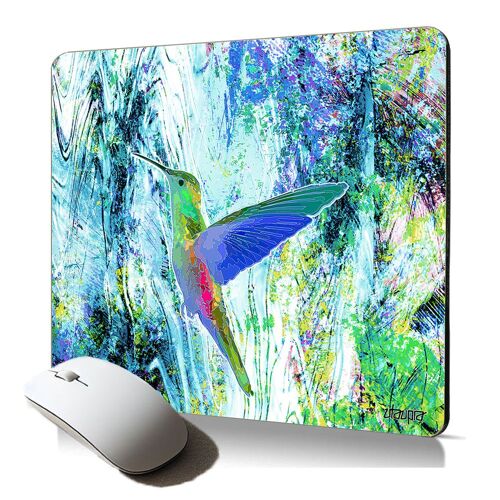 tapis de souris souple colibri oiseau mousepad cadeau design ecologie pour pc fixe résistant fleurs nature made in France