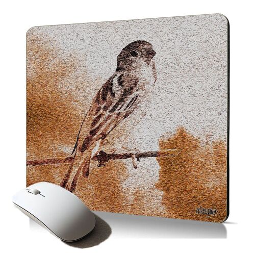 tapis de souris souple oiseau dessin moineau effet peinture accessoire de qualité design nature animal unique
