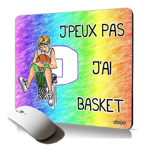Tapis de souris souple jpeux pas j'ai basket ordinateur basketball cadeau d'anniversaire noel comique Imprimé humour NBA pc fixe