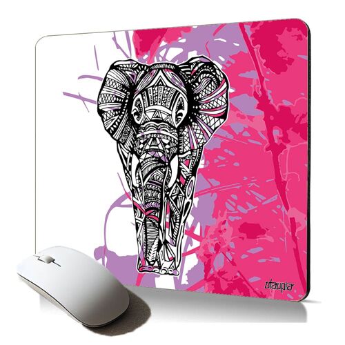 tapis de souris souple elephant nature fleur feuilles graphique accessoire informatique ergonomique antiderapant ethnique