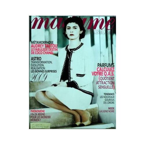 Madame Figaro N° 20022 Du 13/12/2008 - Metamorphose  -   Audrey Tautou En Coco Chanel Astro   -   Transformation  -   Evolution  -   Realisation Phenomene  -   Fin De Regne Pour Les Wonder Women Parfum  -   Calculez Votre Q.A.S. Tendance   -   Les...