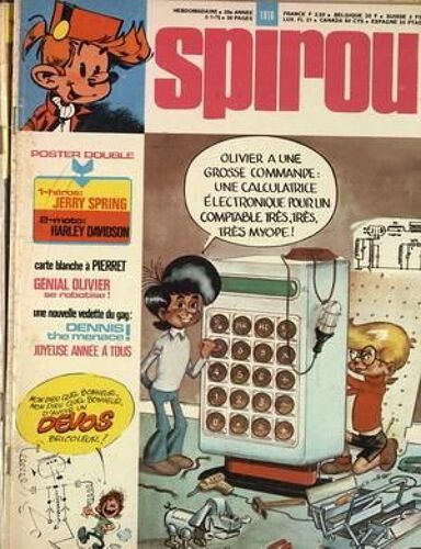 Spirou N° 1916 Du 02/01/1975 - Carte Blanche A Pierret - Genial Olivier - Dennis The Menace