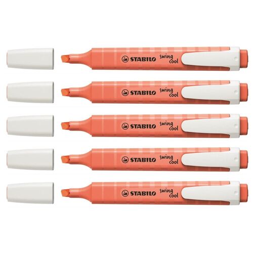 Stabilo Lot De 5 Surligneurs Swing Cool Pastel Edition Pointe 1-4 Mm Rouge Corail