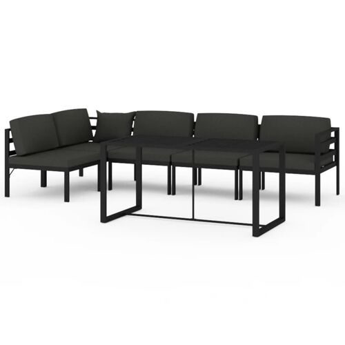 Vidaxl Salon De Jardin 6 Pcs Avec Coussins Aluminium Anthracite