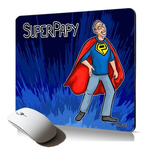 tapis de souris souple super papy heros cadeau original de qualité bande dessinée fete des grand pere texte retraite
