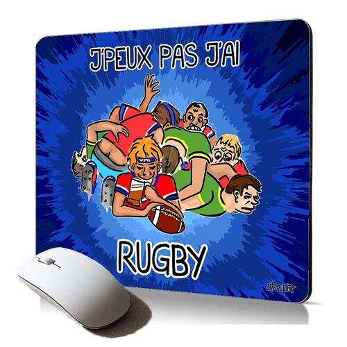 tapis de souris souple j'peux pas j'ai rugby Bleu bd mousepad XV de France comique humoristique flexible pour gaming sport