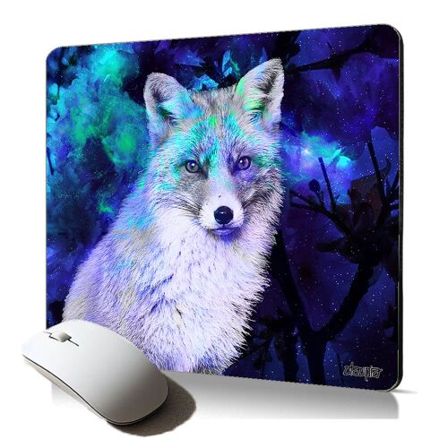 tapis de souris souple renard animal des forets floral fleur accessoire bureau decoratif fantaisie antiderapant et durable