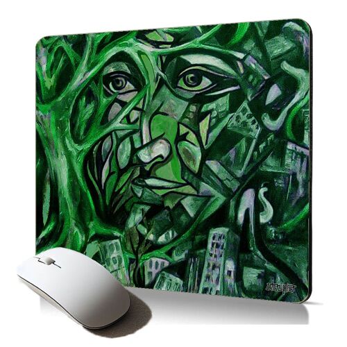 tapis de souris souple portrait street art immeubles mousepad antiderapant artisanat visage arbre dessin abstrait cadeau gaming
