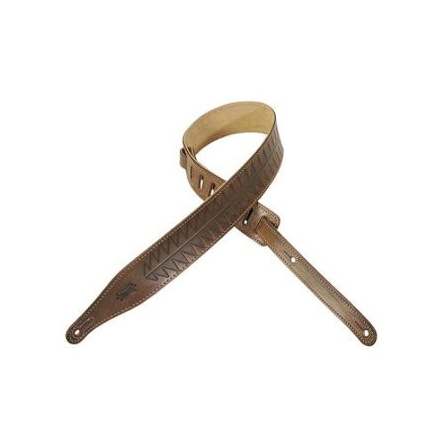 Levy's Mv17hd01-Blv - Sangle Cuir Gravé Et Dos Daim - Burnt Olive