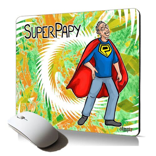 tapis de souris souple super papy comics flexible pour pc fixe comique cadeau fete des grands peres retraite papi