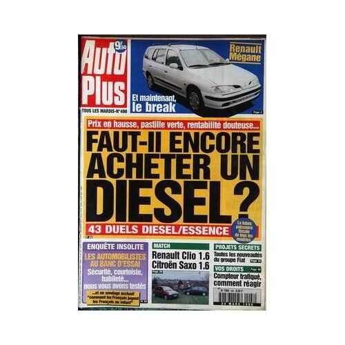 Auto Plus N° 498 Du 24/03/1998 - Renault Megane Et Break - Faut-Il Encore Acheter Un Diesel  - Renault Clio Et Citroen Saxo - Fiat.