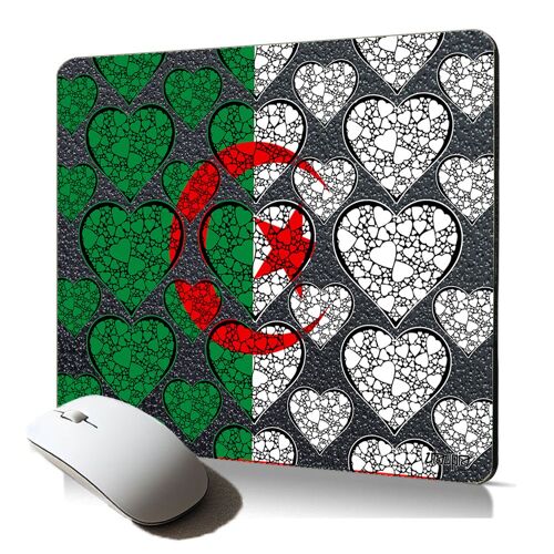tapis de souris souple drapeau algerie algerien foot pour gamer pour les professionnel football coeur love
