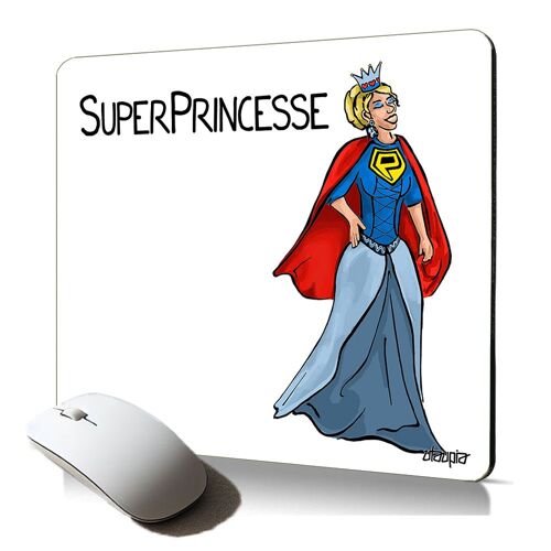 tapis de souris souple super princesse dessin comics cadeau drole humour femme fille de qualité heros texte