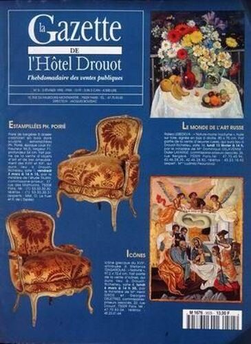 Gazette De L'hotel Drouot (La) N° 5 Du 03/02/1995 - Le Monde De L'art Russe - Estampillees Ph. Poirie - Icones Grecque.