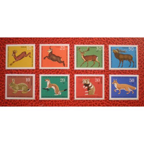 Lot De 8 Timbres Neufs ** - Allemagne Berlin - Surtaxe Au Profit De La Jeunesse - Cervidés - Animaux À Fourrure - 2 Séries Complètes - Années 1966 Et 1967