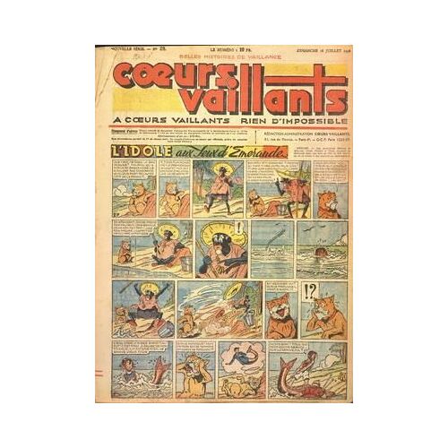 Coeurs Vaillants N° 29 Du 18/07/1948 - L'idole Aux Yeux D'emeraude