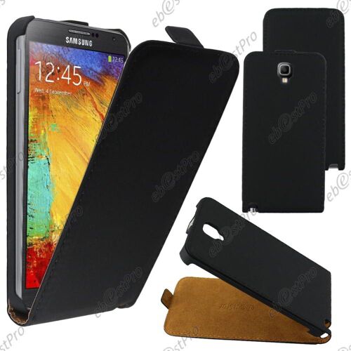 ebestStar ® Housse Coque Etui en PU cuir à rabat ultra fine (SLIM case) + Film protection d'écran pour Samsung Galaxy Note 3 Lite SM-N7505, Couleur Noir