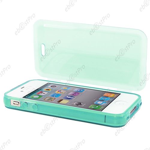 Ebeststar ® Housse Etui Coque Portefeuille Livre Silicone Gel Pour Apple Iphone 4s, 4, Couleur Bleu + Stylet + Film Protection D'écran
