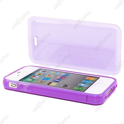 Ebeststar ® Housse Etui Coque Portefeuille Livre Silicone Gel Pour Apple Iphone 4s, 4, Couleur Violet + Stylet + Film Protection D'écran