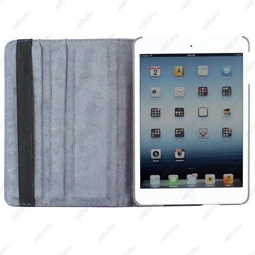 Ebeststar ® 1 Verre Trempé + Coque Etui Pu Cuir Housse Rotative Support À Rotation 360° Pour Apple Ipad Mini 1, Couleur Gris