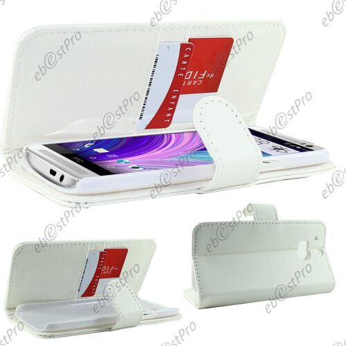 ebestStar ® Pour HTC One M8 2014 Housse Portefeuille Coque Etui Protection Folio + Film d'écran, Couleur Blanc